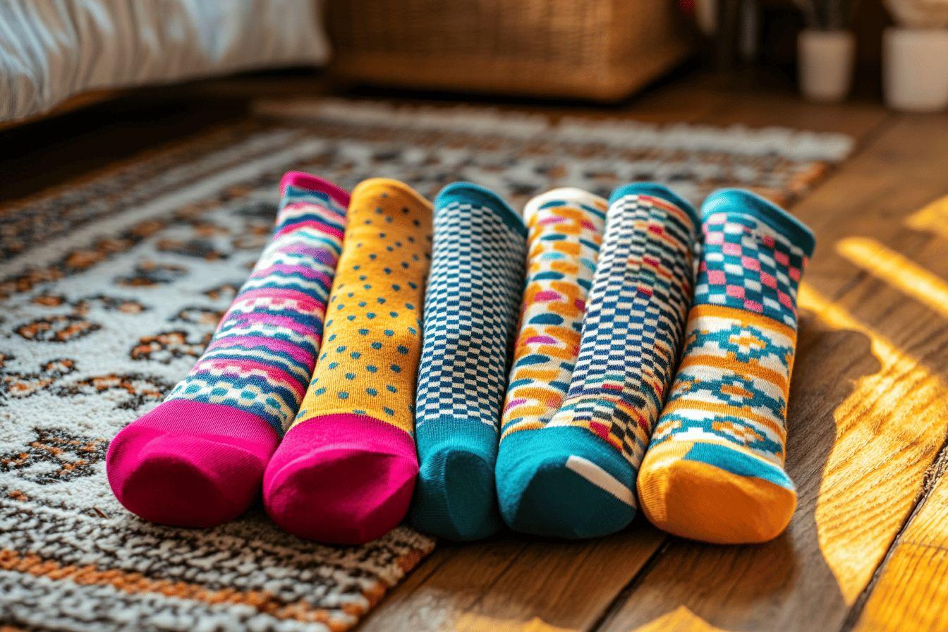 Chaussettes colorées et à motifs assorties à une tenue décontractée
